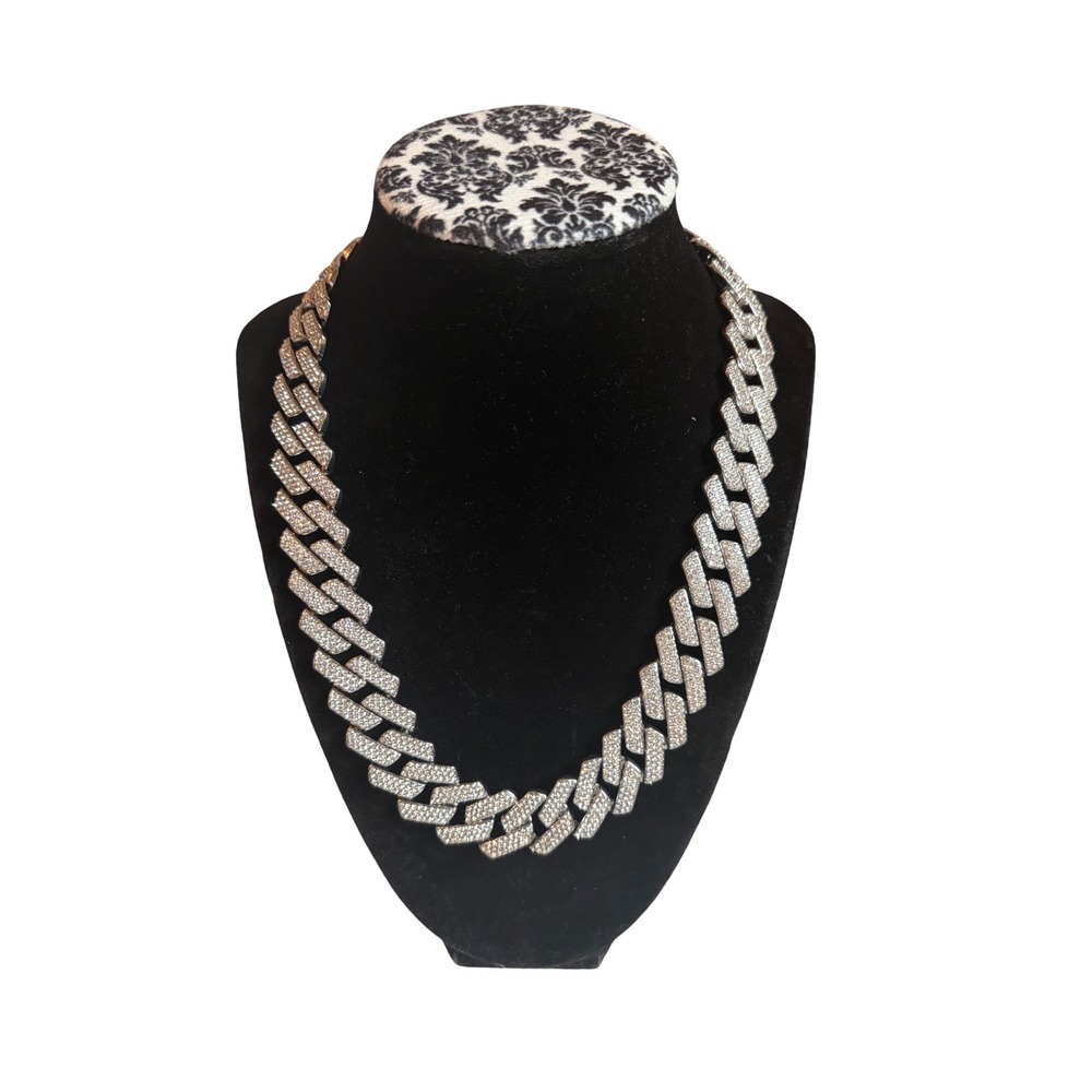 Bling Iced Out Cuban Link Chain Necklace 20 Inch DO NOT BUY